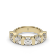 2 Carat Yellow Gold Round Cut Diamond Anniversary Ring/Band With Bar Channel Setting